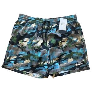 Nike Mens Camo 5 Inch Volley Shorts Blue Green Swim Trunks NESSE548-001 XXL